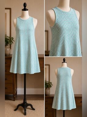 LOFT Lou & Grey Blue & White Gingham Sleeveless Tank Swing Dress – Size S